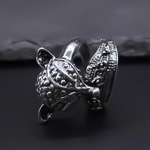 Vintage Fox Head Adjustable Open Ring For Men Punk Hip Hop Carved Texture Alloy Silver Color Animal Finger Ring Jewelry Gift