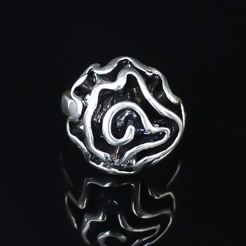 Vintage Distressed Black Rose Alloy Ring For Women Men Punk Gothic Flower Statement Ring Fashion Jewelry Finger Ring