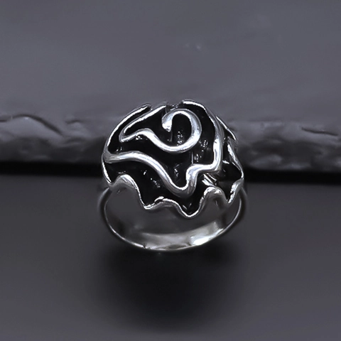 Vintage Distressed Black Rose Alloy Ring For Women Men Punk Gothic Flower Statement Ring Fashion Jewelry Finger Ring