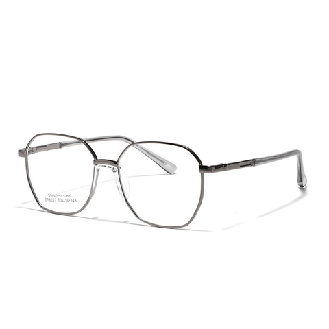 Montura de Gafas Ópticas de Acero Inoxidable con Puente de Nariz de Silla Poligonal para Mujer Gafas Cuadradas