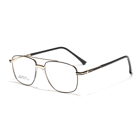 Gafas Ópticas Cuadradas con Montura de Metal de Doble Puente Retro para Mujer Hombre Gafas de Piloto de Acero Inoxidable