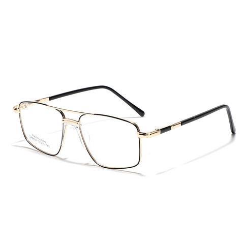 Retro Square Metal Frame Glasses Double Bridge Optical Frames For Men Women Stainless Steel Plain Lens Fashion Eyewear