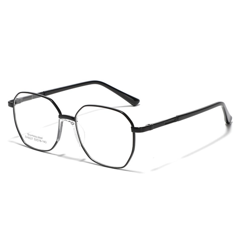 Montura de Gafas Ópticas de Acero Inoxidable con Puente de Nariz de Silla Poligonal para Mujer Gafas Cuadradas
