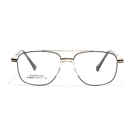 Gafas Ópticas Cuadradas con Montura de Metal de Doble Puente Retro para Mujer Hombre Gafas de Piloto de Acero Inoxidable