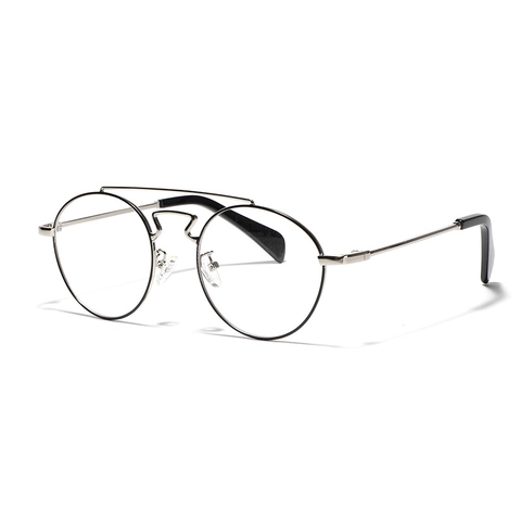 Retro Double Bridge Round Metal Optical Glasses For Men Women Vintage Punk Style Large Frame Plain Eyewear Fashion Glasses Frame