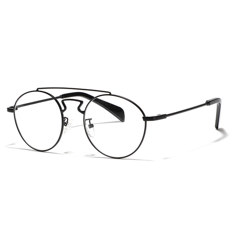 Retro Double Bridge Round Metal Optical Glasses For Men Women Vintage Punk Style Large Frame Plain Eyewear Fashion Glasses Frame