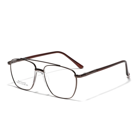 Montura de Gafas Ópticas Aviador de Doble Puente de Acero Inoxidable Retro para Hombres Mujeres Gafas Cuadradas de Metal Vintage