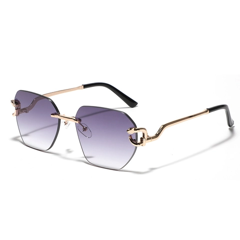 Occhiali da Sole Fashion Senza Montatura Poligonali Pantera per Uomo Donna Lenti Sfumate Lusso Montatura in Metallo UV400