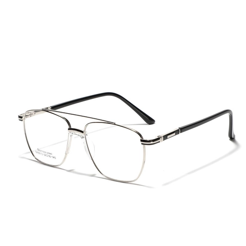 Montura de Gafas Ópticas Aviador de Doble Puente de Acero Inoxidable Retro para Hombres Mujeres Gafas Cuadradas de Metal Vintage