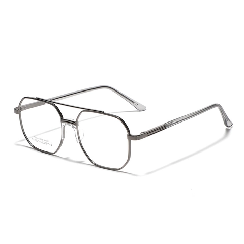 Marco de Gafas Ópticas Geométricas de Doble Puente de Acero Inoxidable Unisex Aviator Retro Gafas de Marco Completo