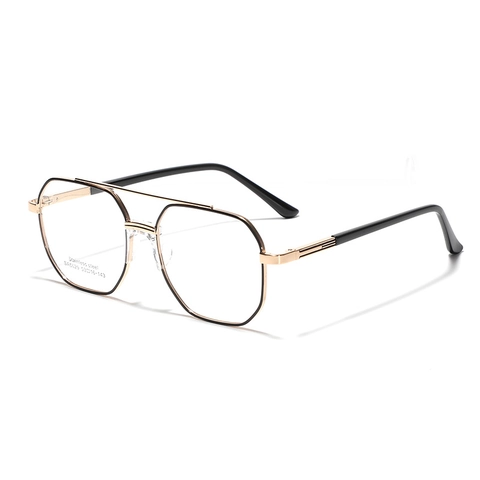 Marco de Gafas Ópticas Geométricas de Doble Puente de Acero Inoxidable Unisex Aviator Retro Gafas de Marco Completo