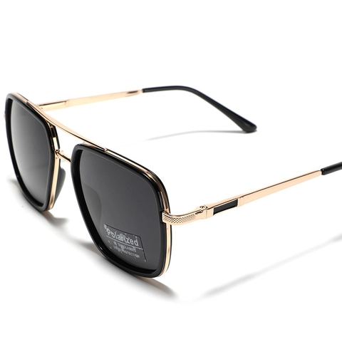Retro Square Polarized Sunglasses Men Women TR90 Metal Double Bridge Frame UV400 Protection Driving Outdoor Fashion Eyewear
