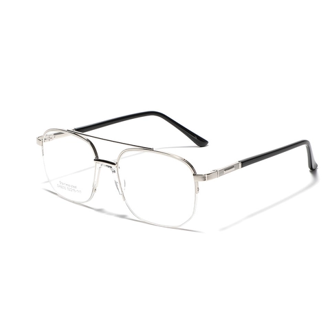 Semi Rimless Stainless Steel Optical Glasses Frame Double Bridge Retro Pilot Square Eyeglasses Frame For Men Women