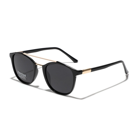 Gafas de Sol Polarizadas Retro TR90 para Hombre Mujer Doble Puente Protección UV400 Vintage Montura Redonda Gafas de Conducción
