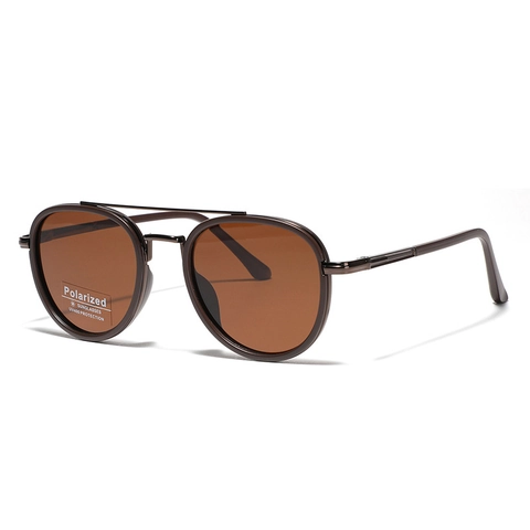 Occhiali da Sole Polarizzati Tondi Retrò per Uomo Donna Doppio Ponte Montatura TR90 Protezione UV400 Guida Occhiali Moda TR6003
