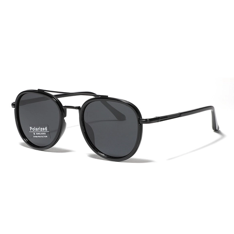 Occhiali da Sole Polarizzati Tondi Retrò per Uomo Donna Doppio Ponte Montatura TR90 Protezione UV400 Guida Occhiali Moda TR6003