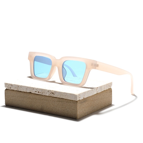 Retro Square Matte Sunglasses For Women Men Thick Frame UV400 Protection Stylish Korean Fashion Art Style Outdoor Travel Eyewear
