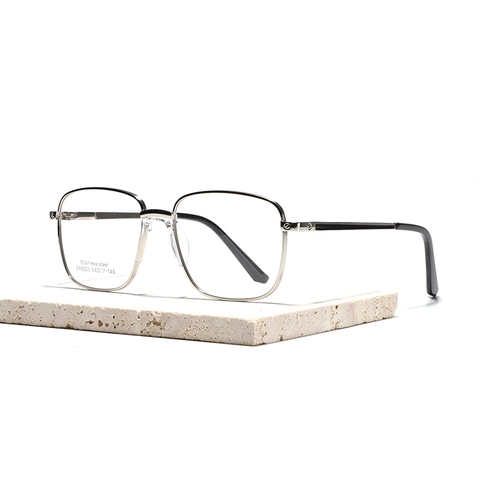 Marco de Gafas Ópticas Cuadrado de Acero Inoxidable para Mujeres Hombres Marco Grande Retro Moda Gafas Graduadas