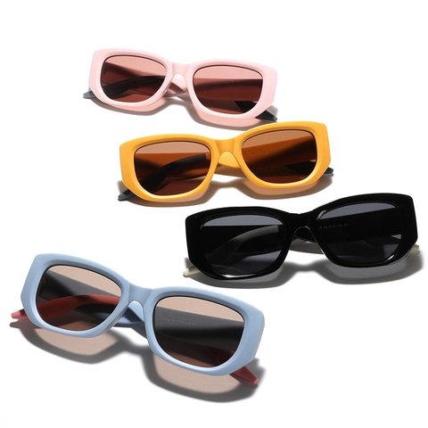 Gafas de Sol Cuadradas Estilo Futuro Y2K para Hombre Mujer UV400 Retro Macarrón Bloque de Color Montura Rectangular