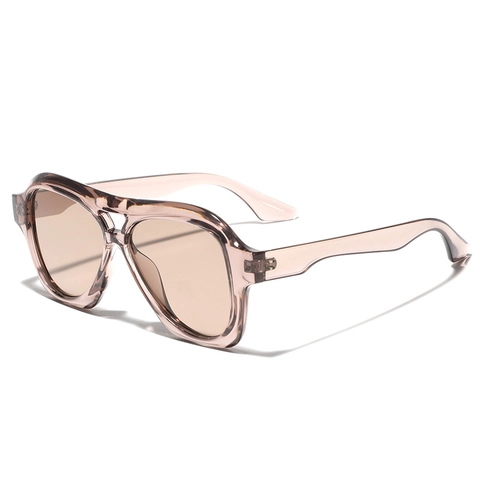 Fashion Retro Double Bridge Square Sunglasses For Men Women UV400 Thick Frame PC AC Lens Aviator Style Sun Glasses Outdoor