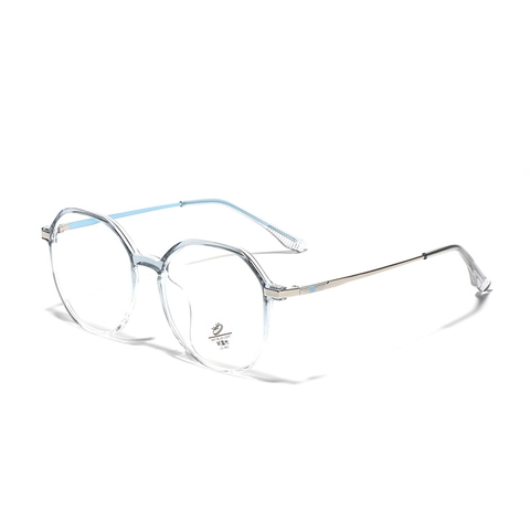 Occhiali Anti Luce Blu a Montatura Grande Poligonale in TR90 Retro Trasparente Con Aste in Metallo per Uomo Donna UV400