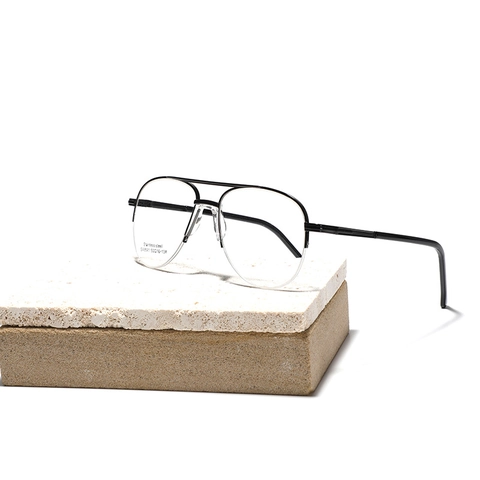 Aviator Semi-Rimless Stainless Steel Optical Glasses Frame For Men Women Retro Double Bridge Fashion Eyewear Eyeglasses