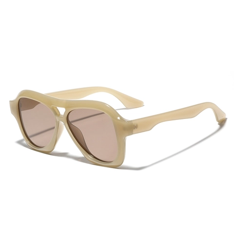 Fashion Retro Double Bridge Square Sunglasses For Men Women UV400 Thick Frame PC AC Lens Aviator Style Sun Glasses Outdoor