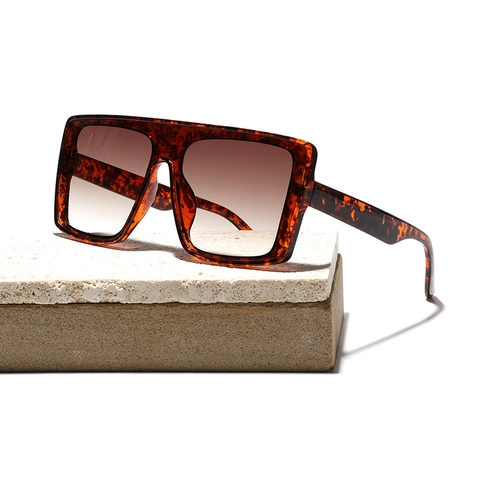 Oversized Square Frame Sunglasses Retro Gradient Lens UV400 Protection Unisex Fashion Trendy Eyewear Outdoor Shade