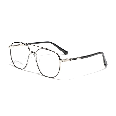 Vintage Stainless Steel Double Bridge Square Aviator Optical Glasses Frame For Women Large Fashion Eyeglasses Frame
