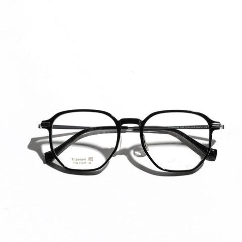 Montatura da Vista Quadrata in Puro Titanio TR90 per Donna Uomo Vintage Multi-poligono Lenti Trasparenti Occhiali alla Moda
