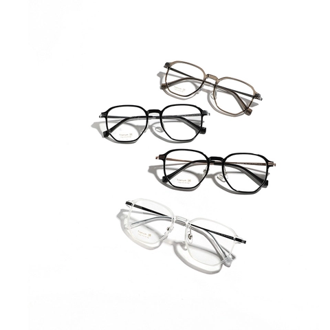 Montatura da Vista Quadrata in Puro Titanio TR90 per Donna Uomo Vintage Multi-poligono Lenti Trasparenti Occhiali alla Moda