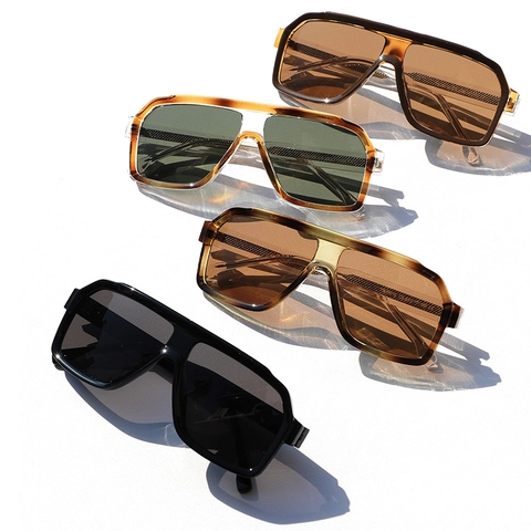 Vintage Y2K Quadratisch TR90 Metallrahmen Sonnenbrille Damen Herren Großer Rahmen Retro Mode UV400 Schutz Unisex Brille