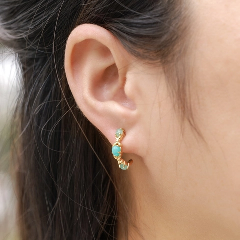 925 Sterling Silver Amazonite C-Shaped Stud Earrings Necklace Luxury Gold Plated Natural Stone Geometric Jewelry For Women Gift
