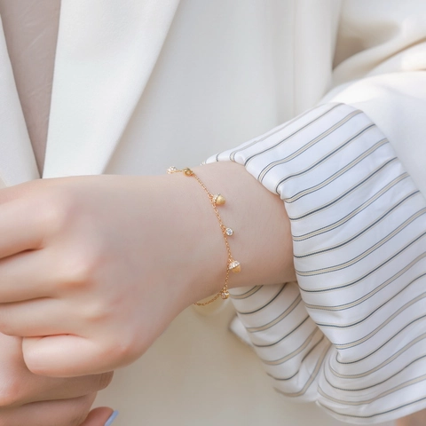 925 Sterling Silver Acorn Charm Bracelet Gold Plated Handmade Brushed Forest Style Zirconia Inlaid Adjustable Fine Jewelry Women
