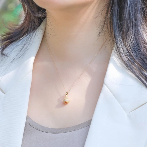 925 Sterling Silver Gold Plated Handmade Brushed Bell Pendant Necklace For Women Inlaid Zirconia Delicate Jewelry Charm Necklace Gift