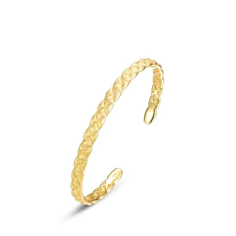 Bracciale Rigido in Argento Sterling 925 Placcato Oro Stile Western con Trama Trapuntata a Rete Gioielli Moda Donna