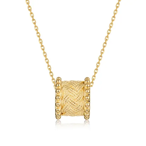 Collana con Ciondolo Xiao Man Yao in Argento Sterling S925 Placcato Oro per Donna Ciondolo a Cilindro con Trama Intrecciata Catena a Scatola Sottile Regalo Gioielli