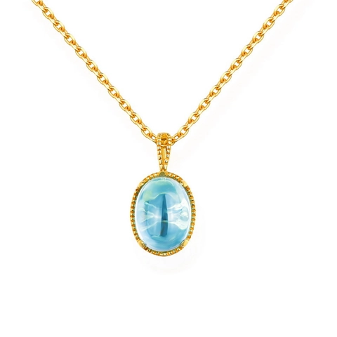 S925 Sterling Silver Blue Topaz Water Drop Pendant Necklace Elegant Office Lady Inlaid Gemstone Jewelry Fine Cross Chain Gift For Women