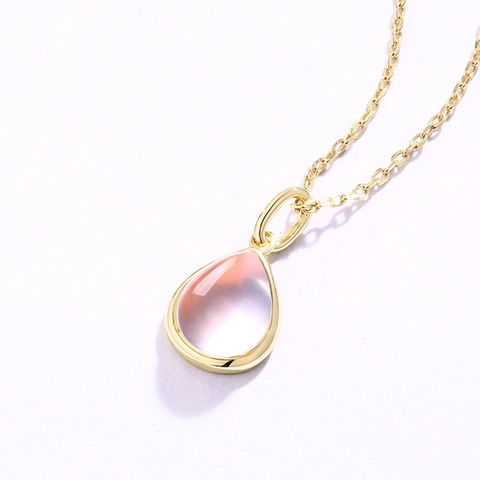 Ciondolo Solo (Senza Catena) in Argento Sterling 925 Forma a Goccia Topazio Blu Granato Quarzo Rosa Naturale Gioielli Donna