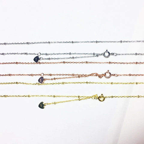 S925 Sterling Silver Satellite Beaded Sweater Chain Necklace Heart Pendant Adjustable Gold Rose Gold Silver Plated Jewelry For Women