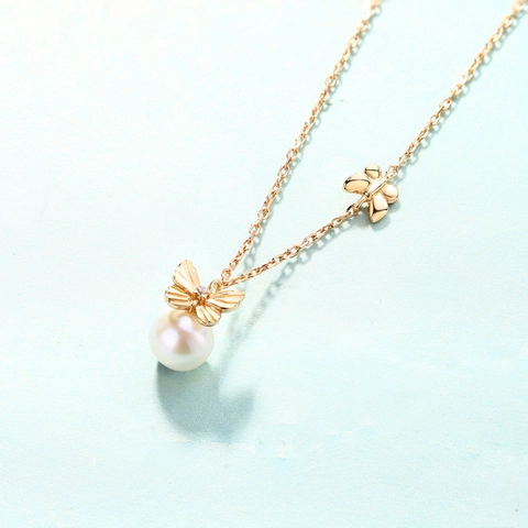 Elegant 925 Sterling Silver Freshwater Pearl Bowknot Pendant Only Without Chain Rhinestone Butterfly Jewelry For Women