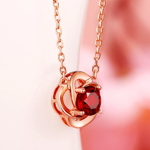 925 Sterling Silver Four Leaf Clover Pendant Necklace For Women Natural Red Garnet Green Moss Agate Lucky Flower Jewelry