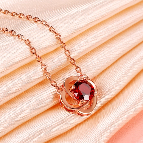 925 Sterling Silver Four Leaf Clover Pendant Necklace For Women Natural Red Garnet Green Moss Agate Lucky Flower Jewelry