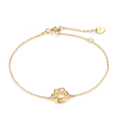 Bracciale in Argento Sterling 925 a Forma di Zampa di Gatto per Donna Placcato Oro con Zirconia Bianca Gioielli Raffinati