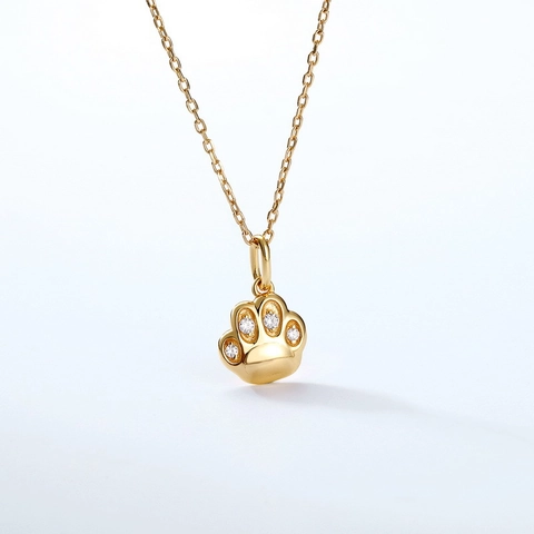 925 Sterling Silver Cat Paw Pendant Necklace Women Zirconia Gold Plated Cute Animal Kitten Meat Pad Charm Jewelry Gift