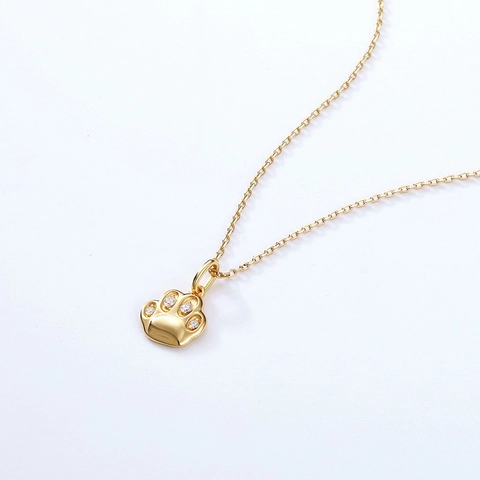 925 Sterling Silver Cat Paw Pendant Necklace Women Zirconia Gold Plated Cute Animal Kitten Meat Pad Charm Jewelry Gift