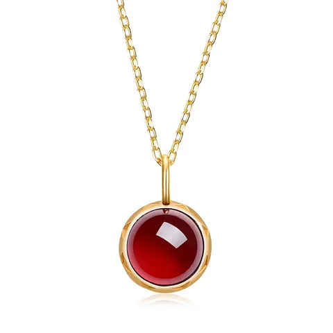 S925 Sterling Silver Natural Garnet Labradorite Pendant Necklace For Women Minimalist Geometric Gold Plated Fine Jewelry