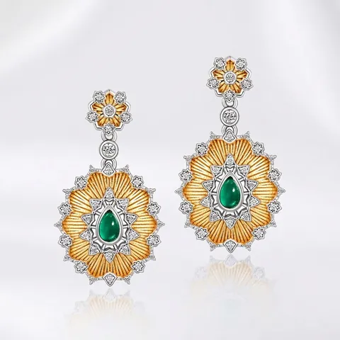Retro 925 Sterlingsilber Sonnenblume Ohrstecker Mit Synthetischem Grüne Achat Strass Geometrische Ohrringe Für Damen Schmuck