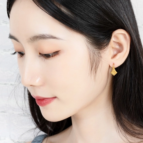 Vintage 925 Sterling Silver Gold Plated Rhombus Earrings Retro Flower Vine Geometric Drop Earrings For Women Jewelry