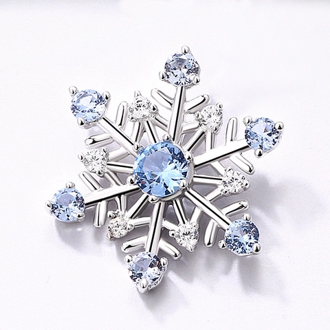 925 Sterling Zilver Blauwe Spinel Sneeuwvlok Oorknopjes Voor Dames Zirconia Ingelegd Geometrische Kerst Sieraden Cadeau